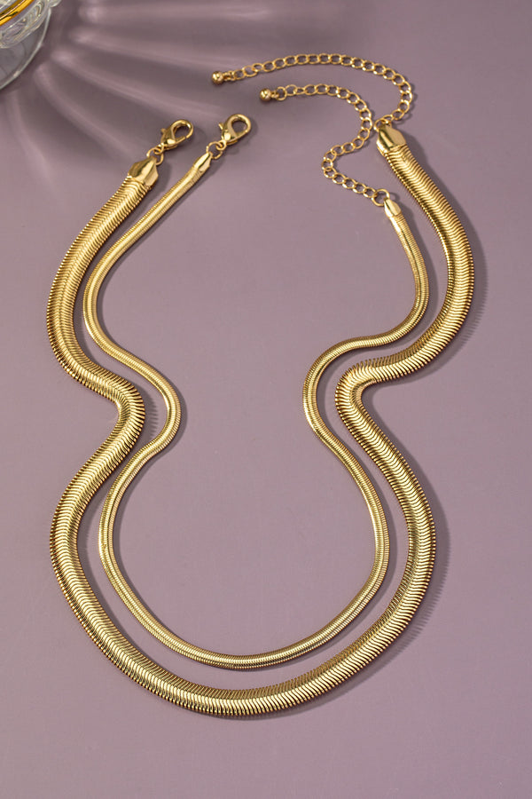 TWO THICK GOLD SNAKE CHAIN NECKLACES SET