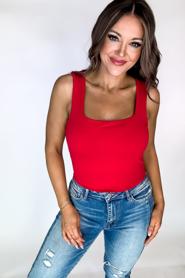Endless Possibilities Ruby Cotton Square Neck Cropped Cami Top