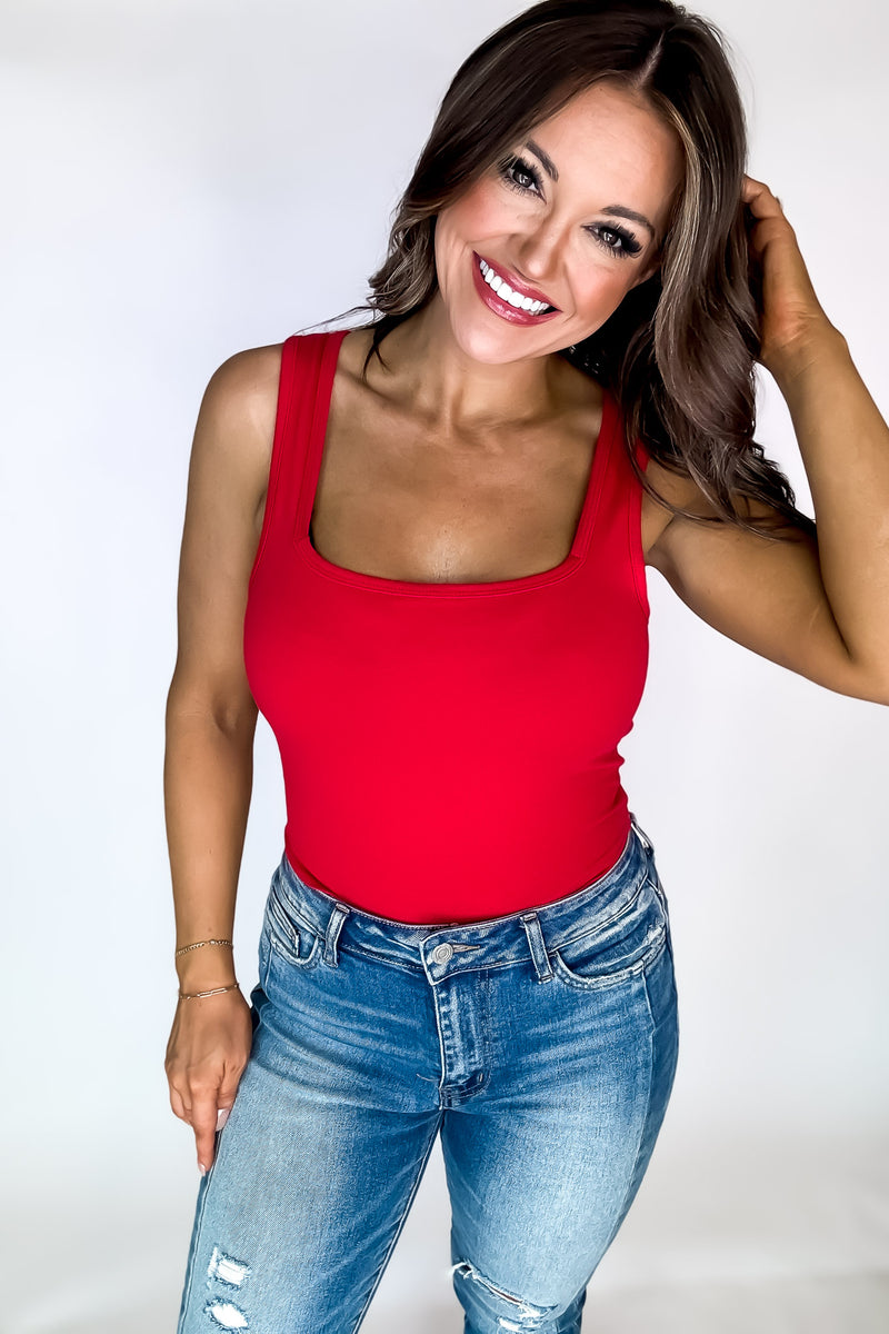 Endless Possibilities Ruby Cotton Square Neck Cropped Cami Top