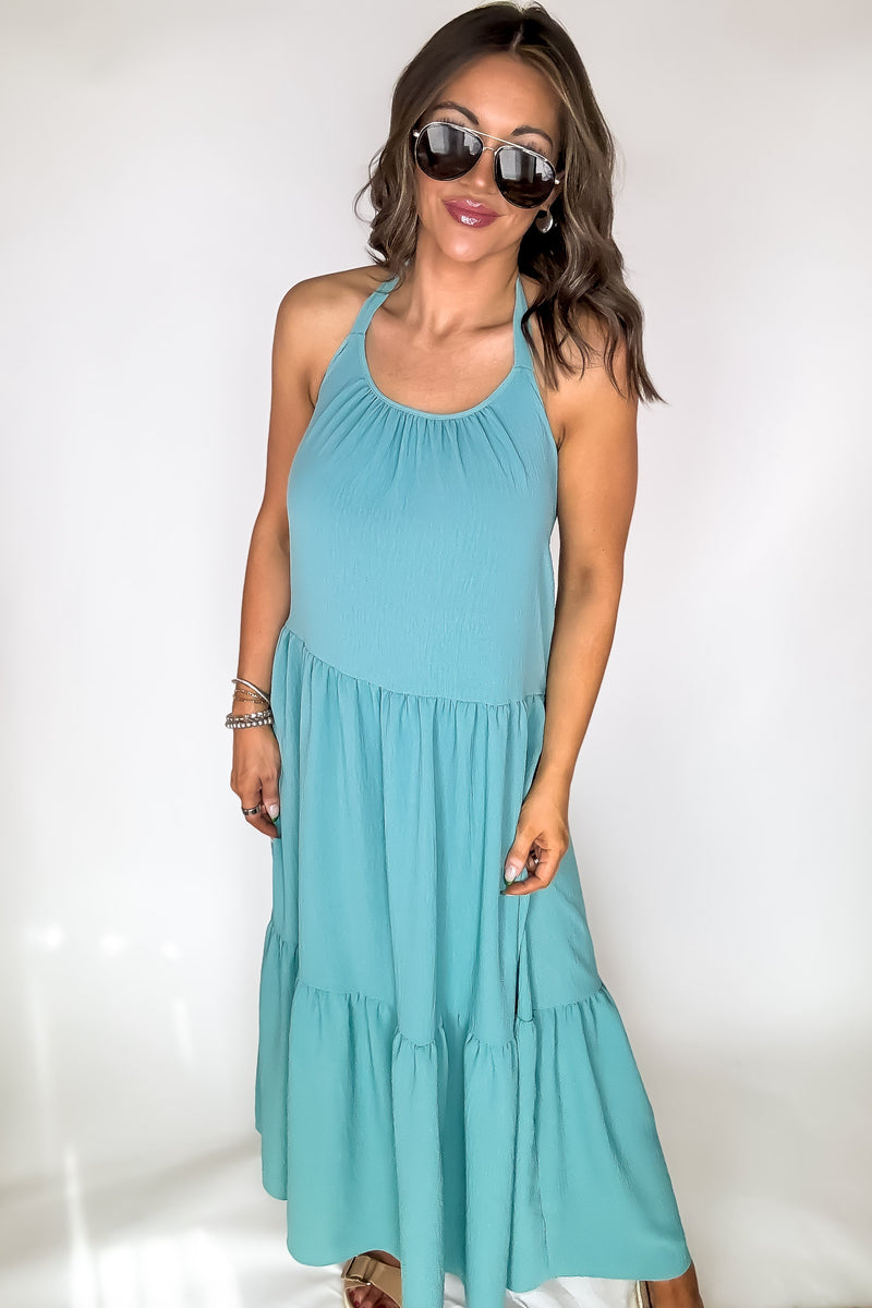 Simply Awesome Teal Halter Maxi