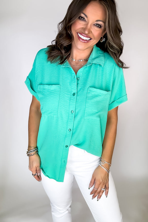 Business Casual Jade Collared Top
