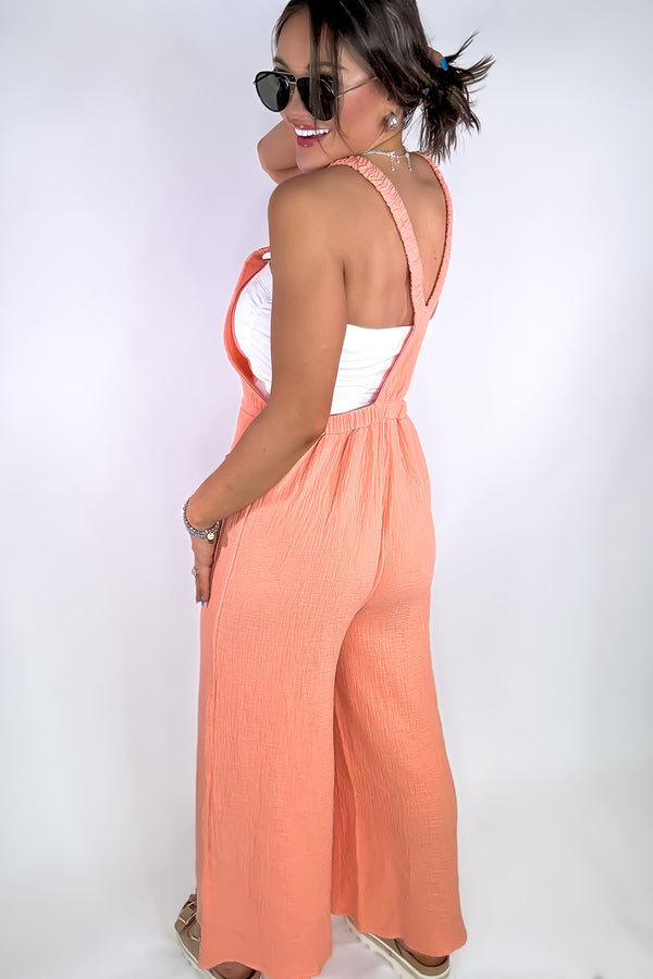 Double Up Tangerine Overall Jumpsuit