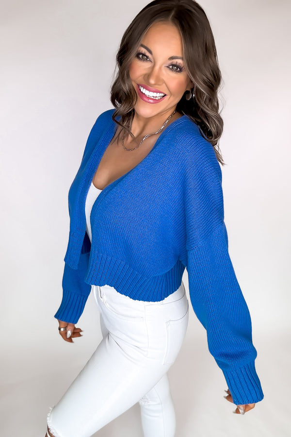 French Blue Open Front Cardigan