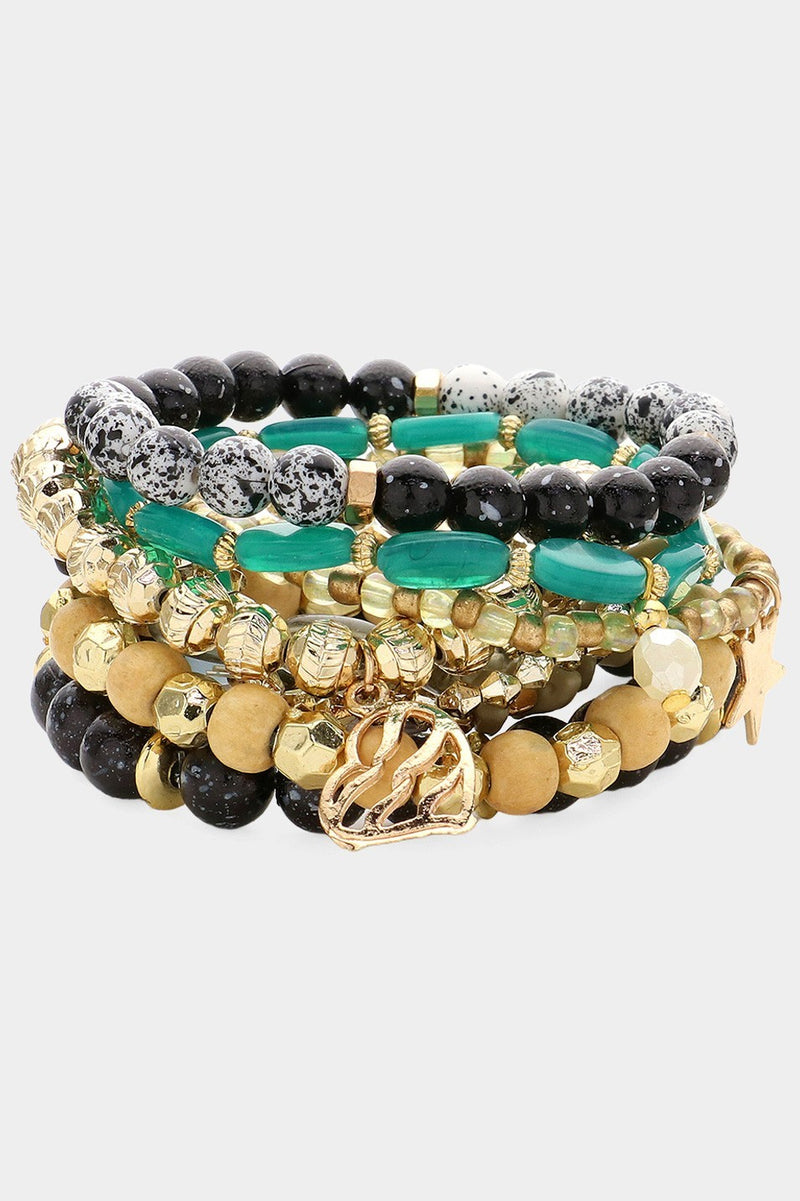 Metal Heart Star Charm Nine Stretch Bracelets