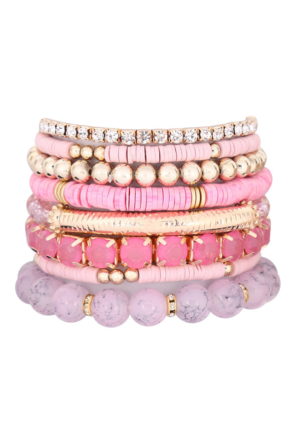 Atta Eight Piece Pink Bracelet Set