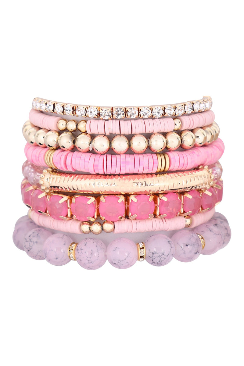 Atta Eight Piece Pink Bracelet Set