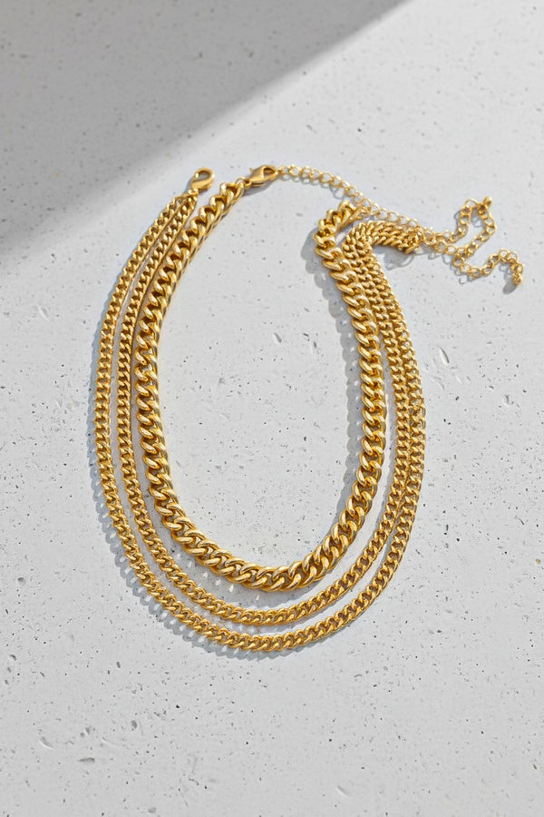 Three Layer Chunky Link Chain Necklace Set