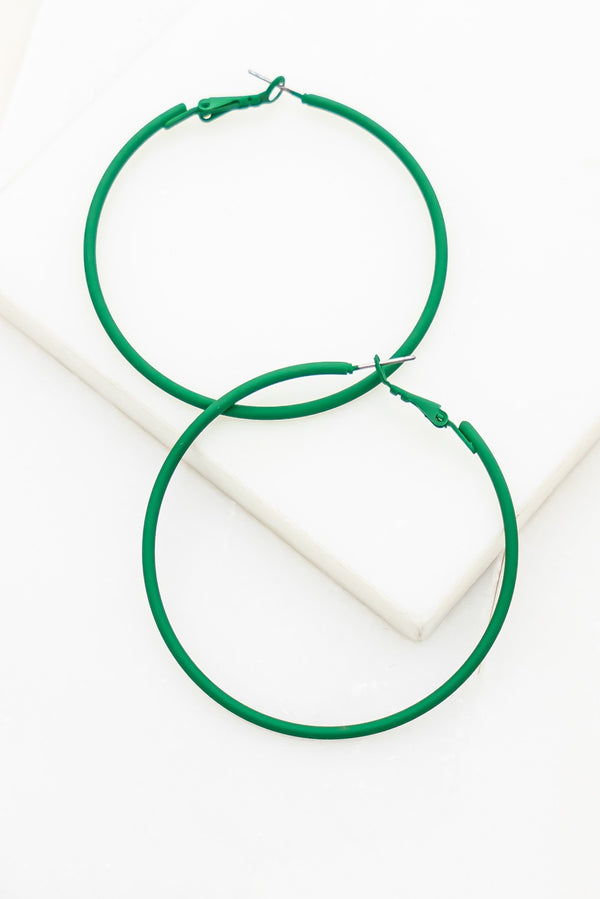 Skinny Green Hoop Earrings