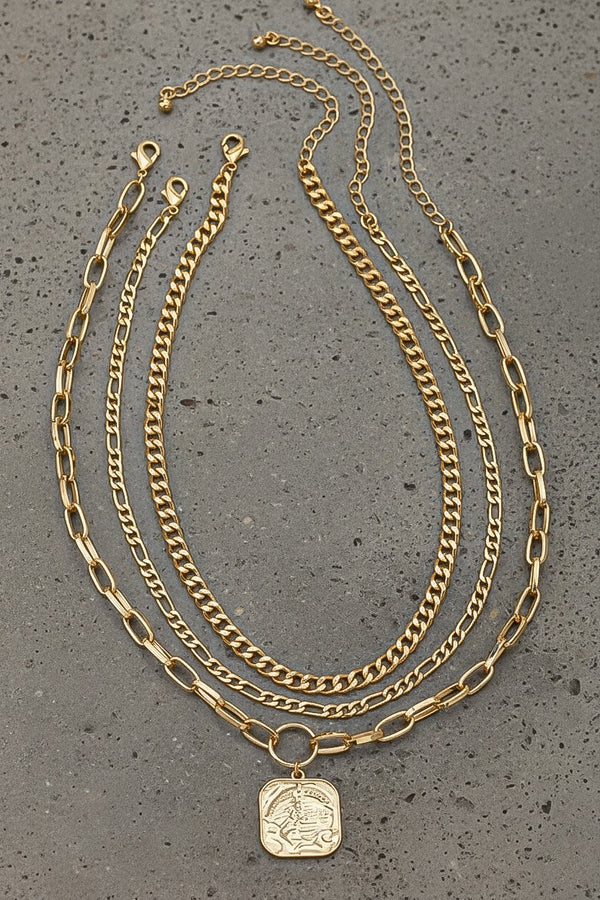 Three Chunk Link Chain Necklaces Set