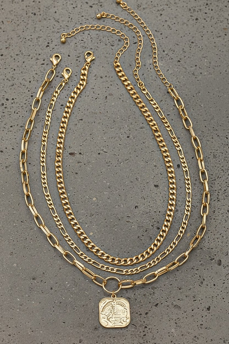 Three Chunk Link Chain Necklaces Set