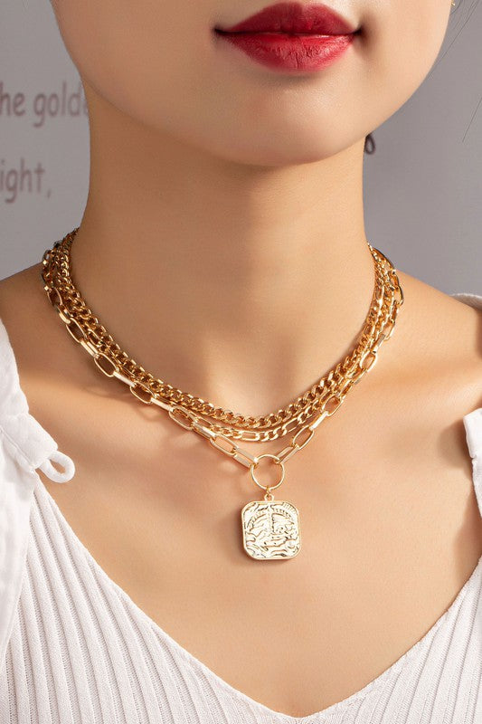 Three Chunk Link Chain Necklaces Set