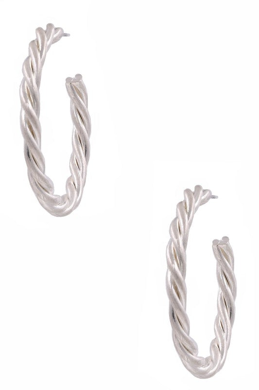 PINK FRIDAY Twisted Metal Braid Open Hoop Earrings