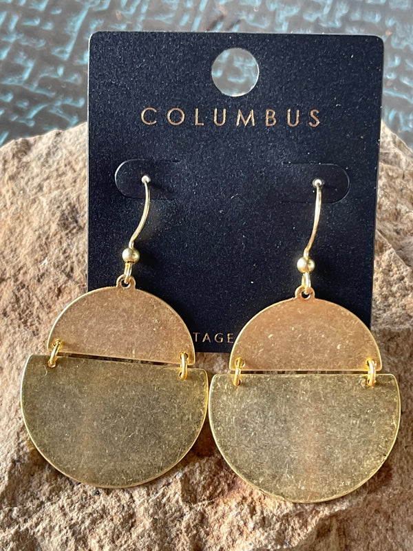 Old Gold Semi Circle Earrings