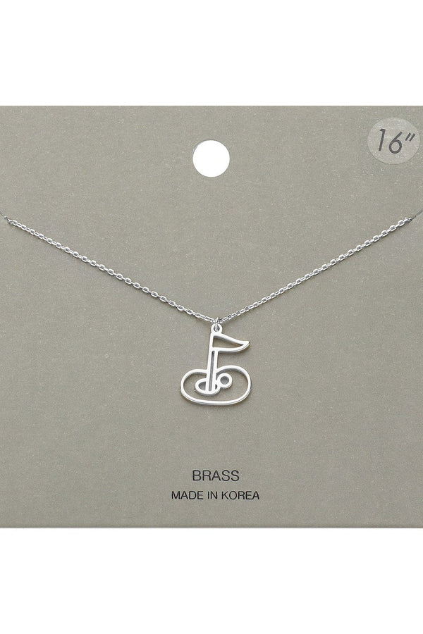 Golf Hole in One Silver Pendant Necklace