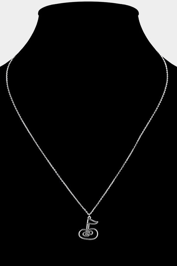 Golf Hole in One Silver Pendant Necklace