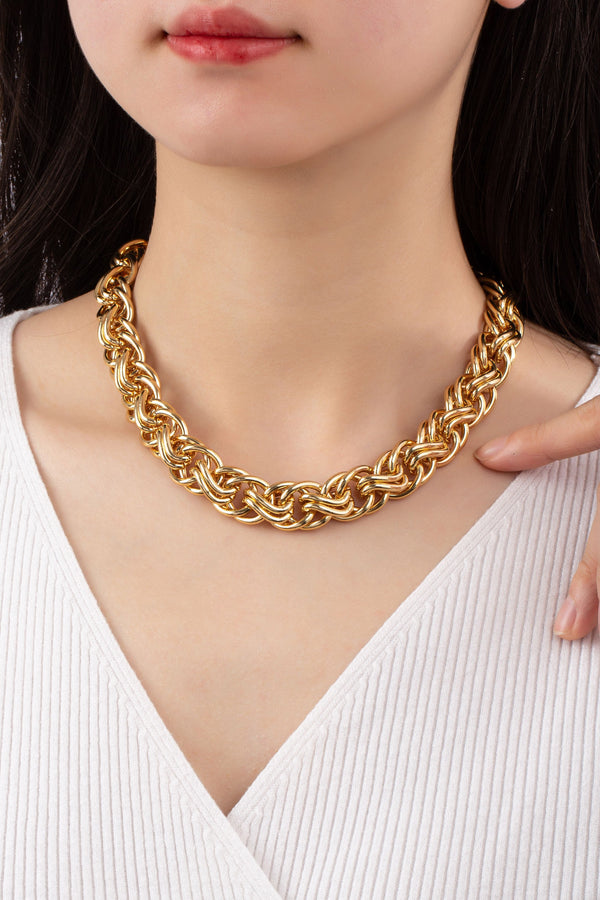 18K SOLID GOLD DIPPED CHUNKY ROPE CHAIN NECKLACE