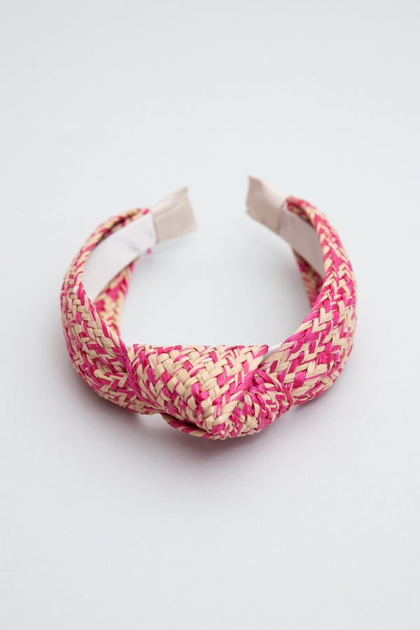 TROPICAL FUCHSIA WIDE KNOTTED HEADBAND