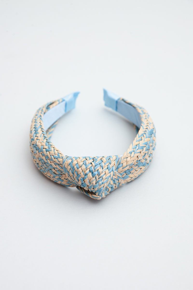 TROPICAL BLUE WIDE KNOTTED HEADBAND