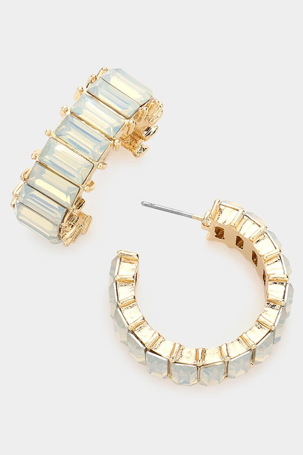 Baguette AB Stone Cluster Hoop Evening Earrings