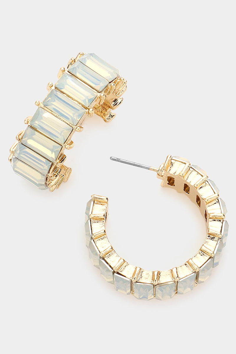 Baguette AB Stone Cluster Hoop Evening Earrings