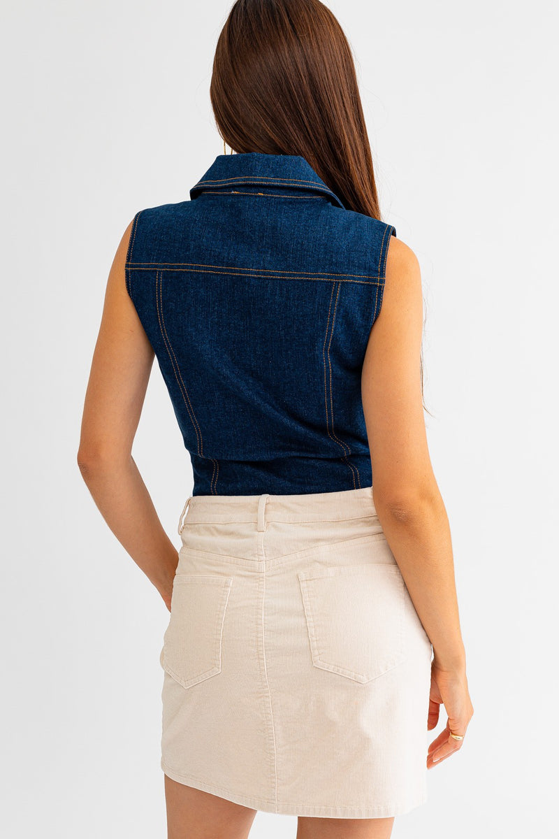 Le Lis Sleeveless Denim Bodysuit