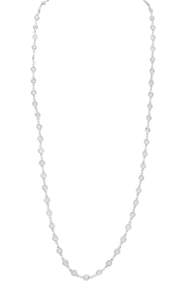 Metal Chain Silver Glass Jewel Station Necklace