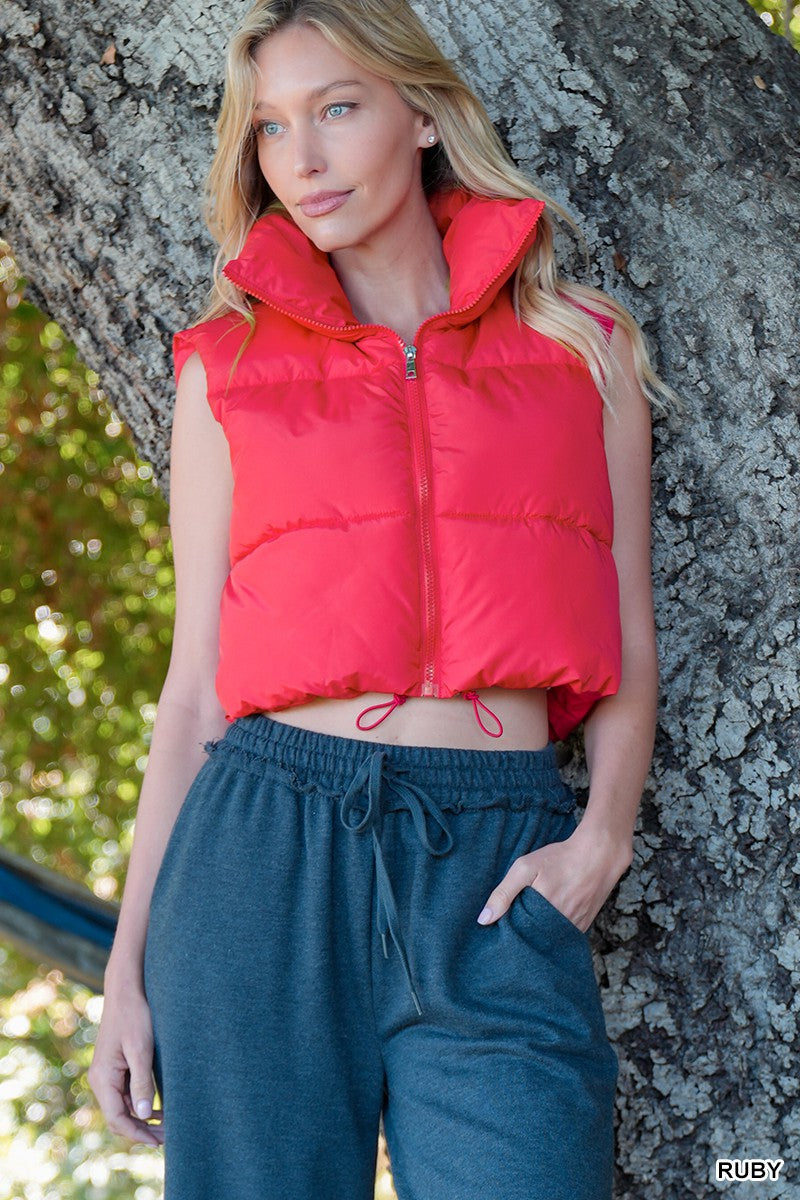 Alexis's Favorite Ruby Puffer Cropped Vest