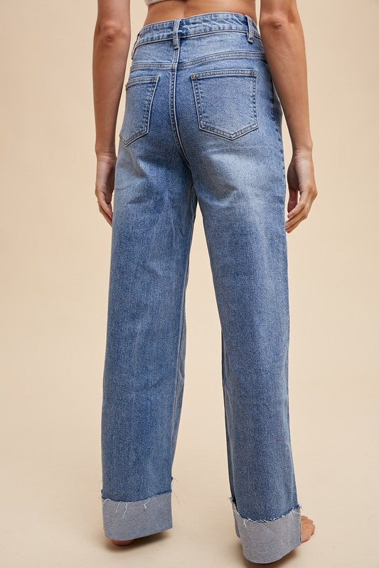 Stella Rae's Best 90s Stretch Cuffed Hem High Rise Straight Jeans