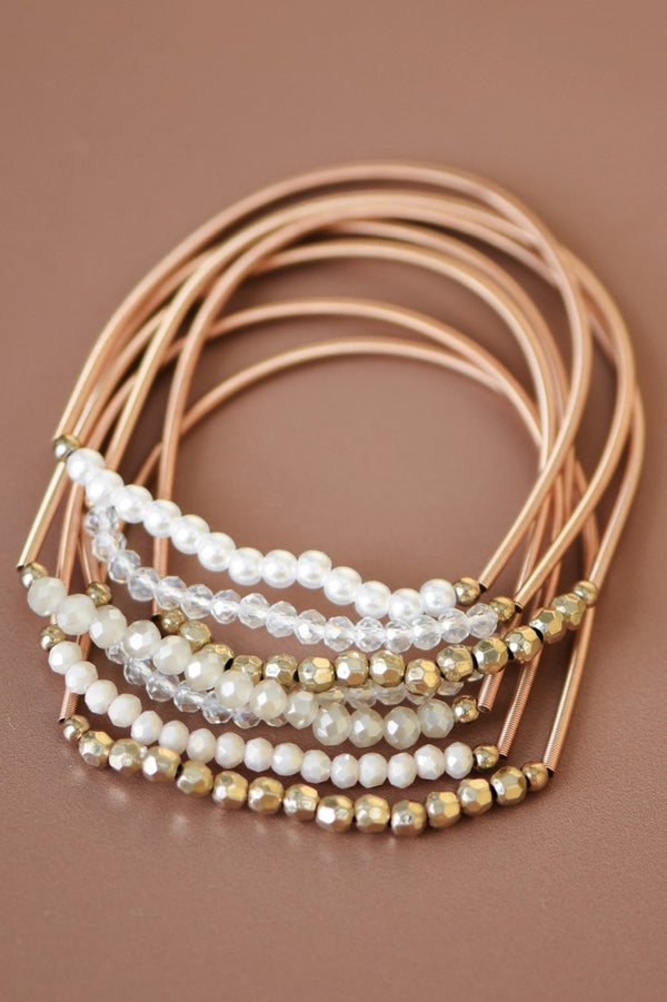 Stretchy Layered Guitar String Beaded Bracelet Set