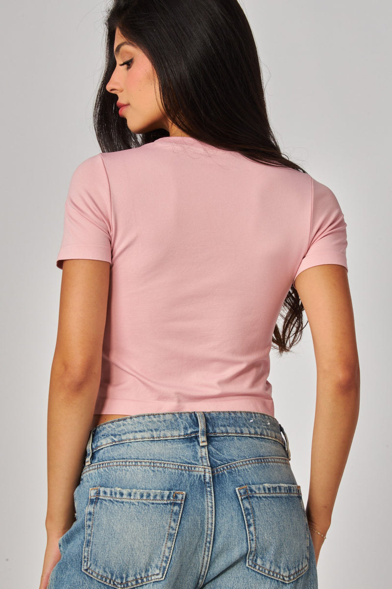 Best Deal Dusty Pink Ultra-stretch Seamless Crew-neck Crop Top
