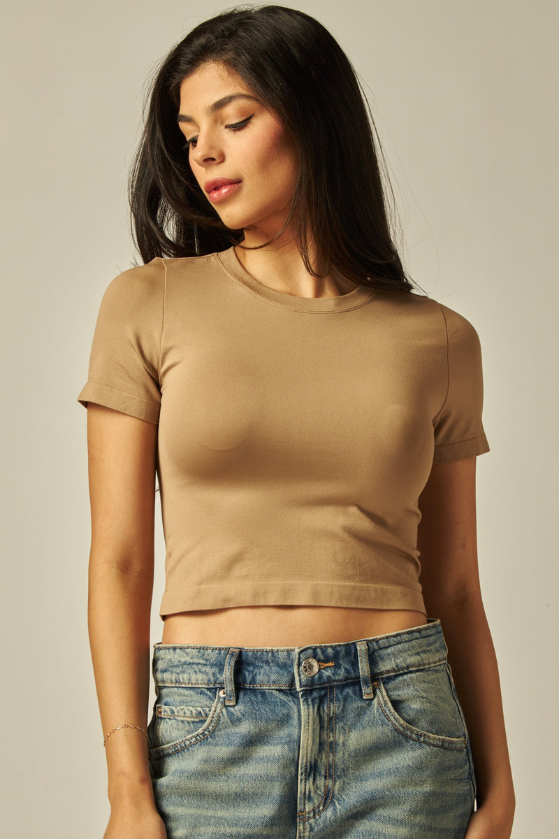 Best Deal Pale Coco Ultra-stretch Seamless Crew-neck Crop Top
