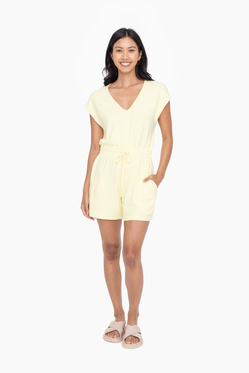 Brushed Lemon Hacci V-neck Romper