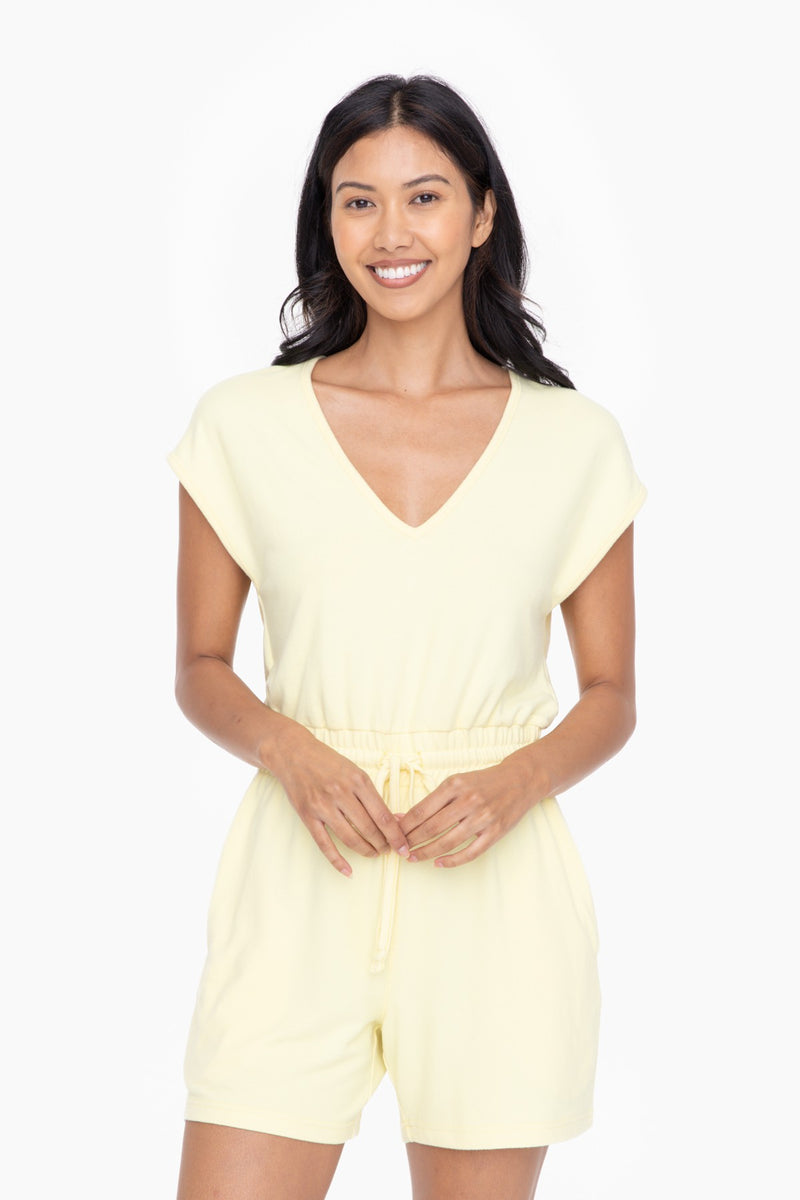 Brushed Lemon Hacci V-neck Romper