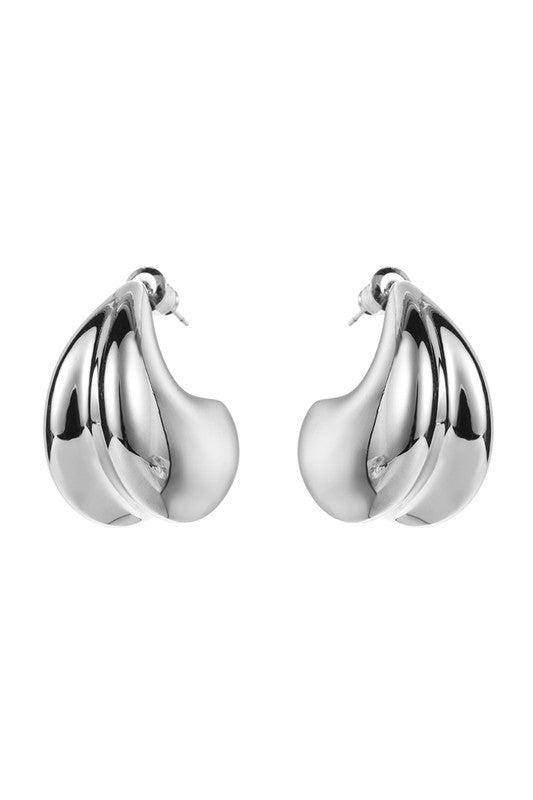 18K Plated Hollow Silver Chunky Hoop Earrings
