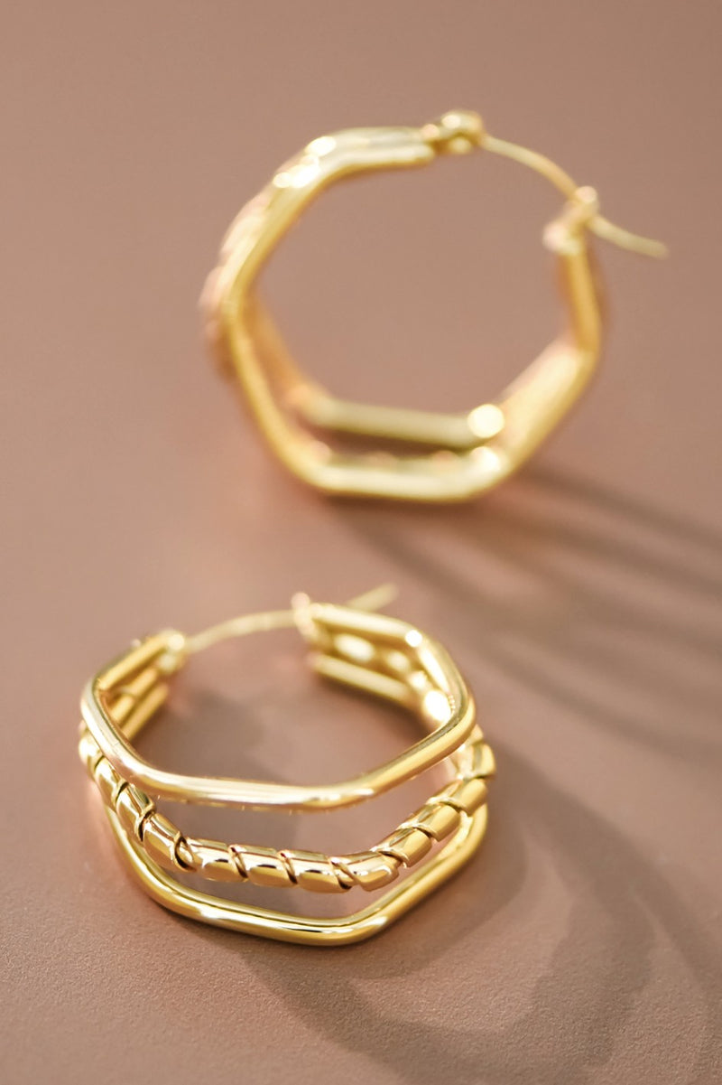 18K Waterproof Non-Tarnish Stainless Steel Hoops