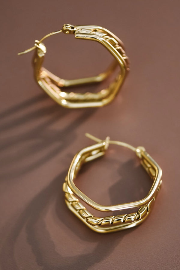 18K Waterproof Non-Tarnish Stainless Steel Hoops
