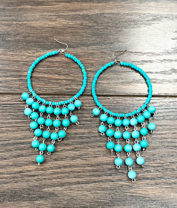 Handmade Synthetic Turquoise, Bead Earrings