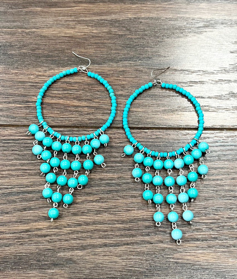 Handmade Synthetic Turquoise, Bead Earrings