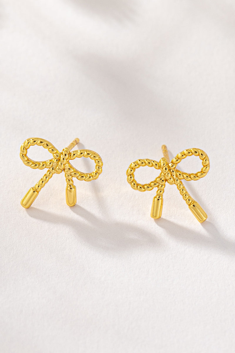 Small Textured Bow Stud Earrings