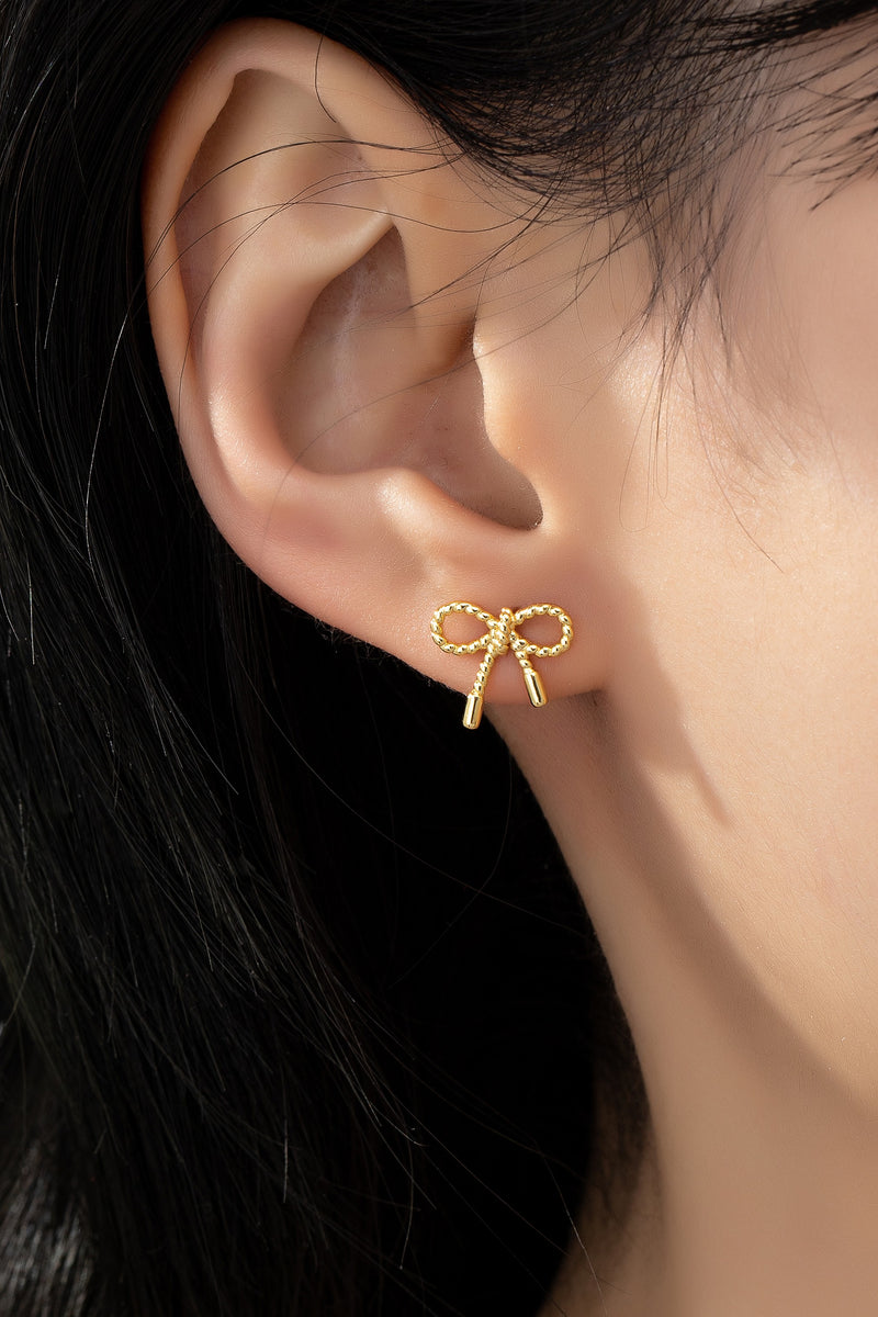 Small Textured Bow Stud Earrings