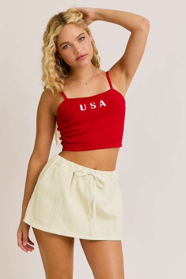 Red USA Knit Tank Top