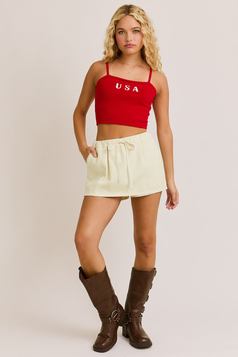 Red USA Knit Tank Top