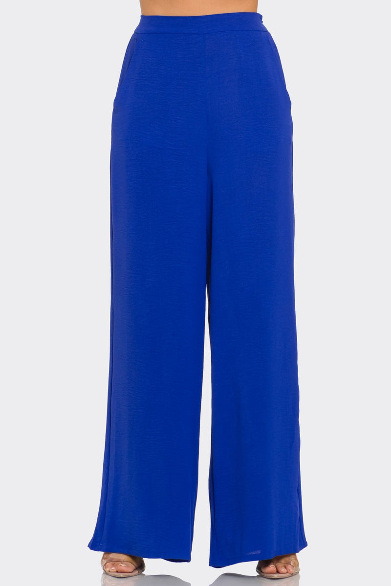 Royal Blue Woven Wide Leg Flowy Pants