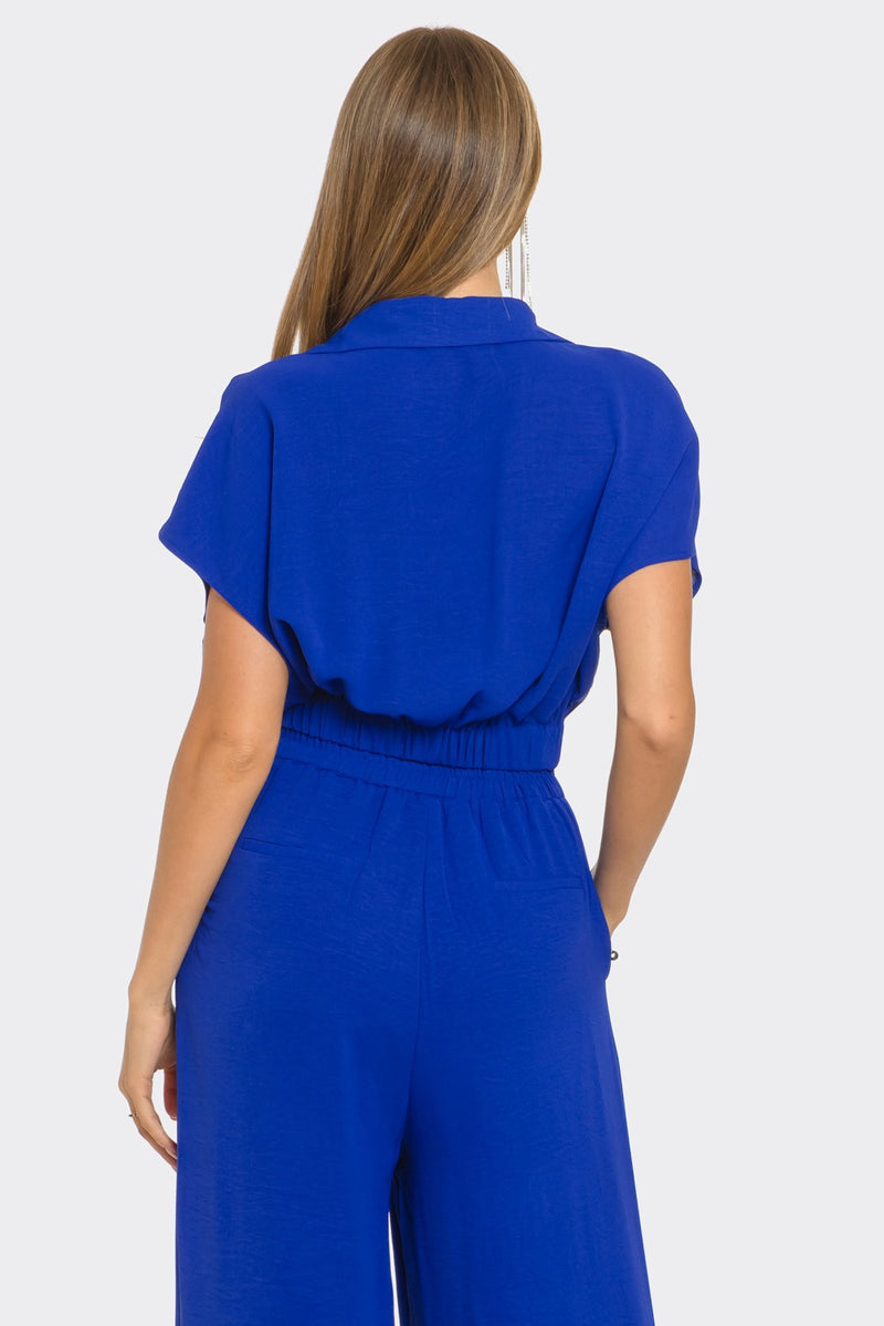 Royal Blue Effortless Surplice Wrap Top
