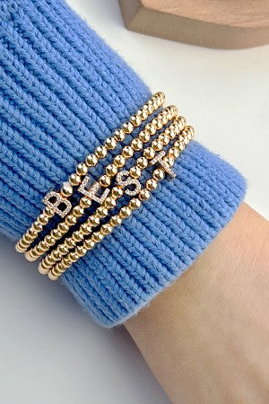 Secret Box Monogram Initial Stretch Bracelet