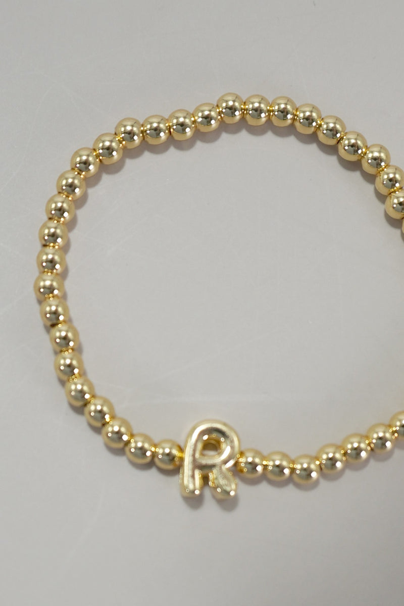 INITIAL MONOGRAM BUBBLE STRETCH BEAD BRACELET