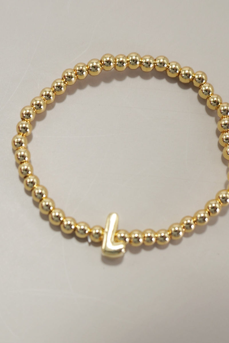 INITIAL MONOGRAM BUBBLE STRETCH BEAD BRACELET