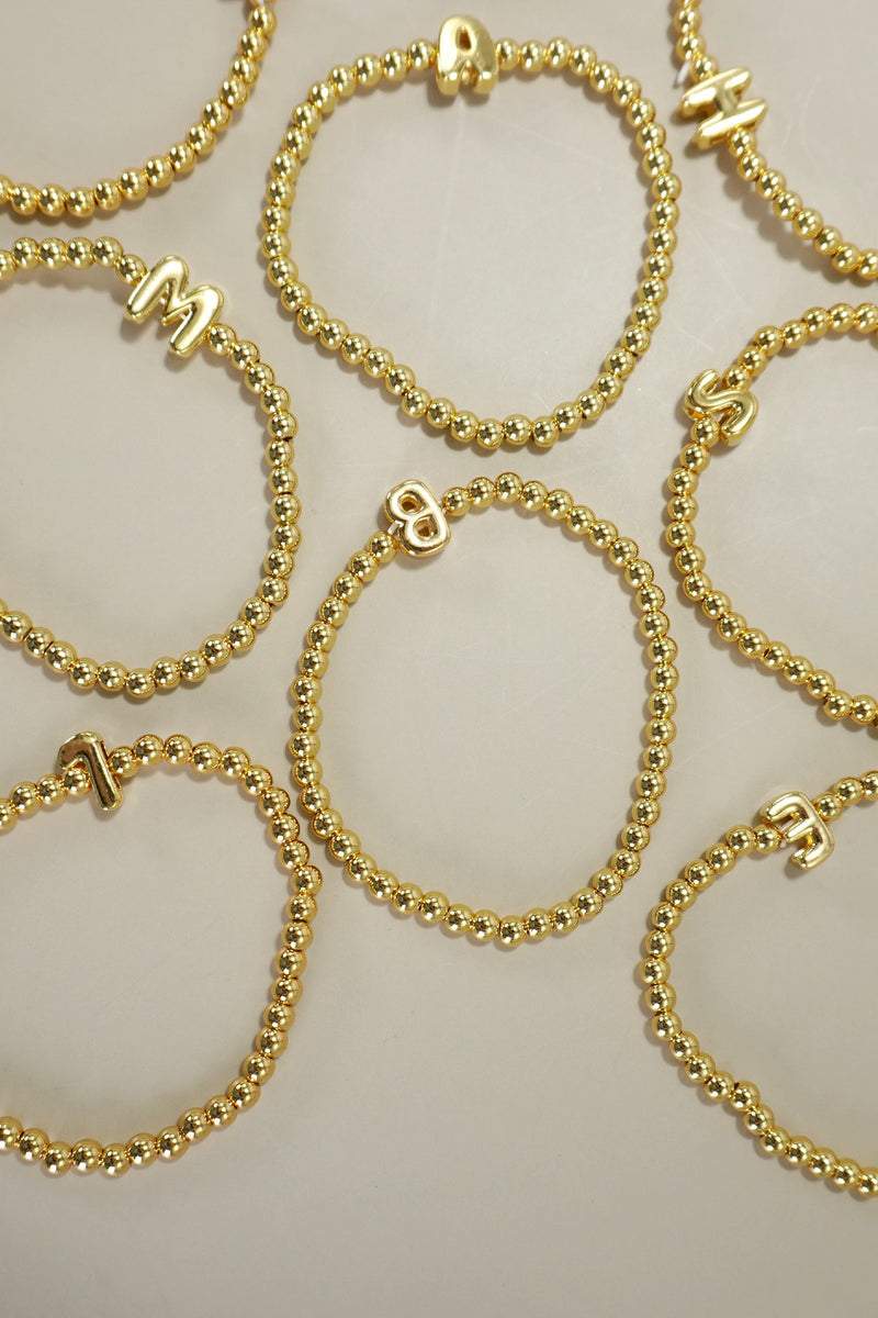 INITIAL MONOGRAM BUBBLE STRETCH BEAD BRACELET