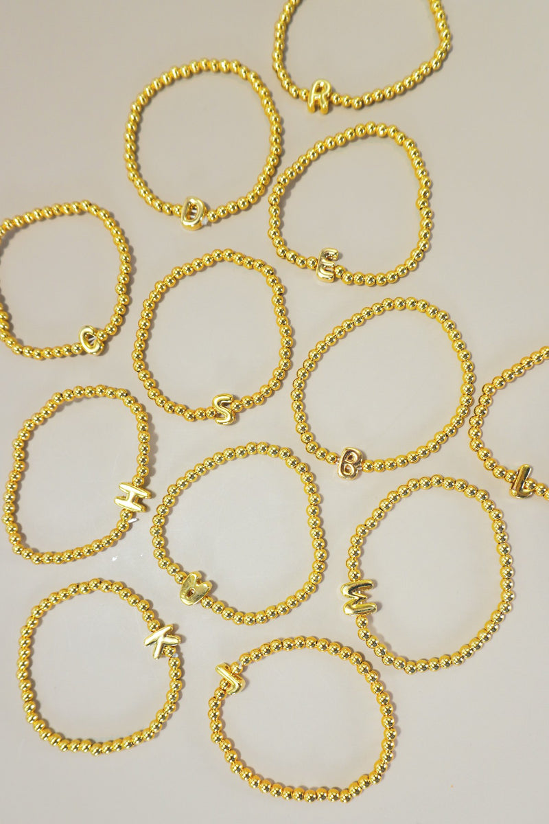 INITIAL MONOGRAM BUBBLE STRETCH BEAD BRACELET