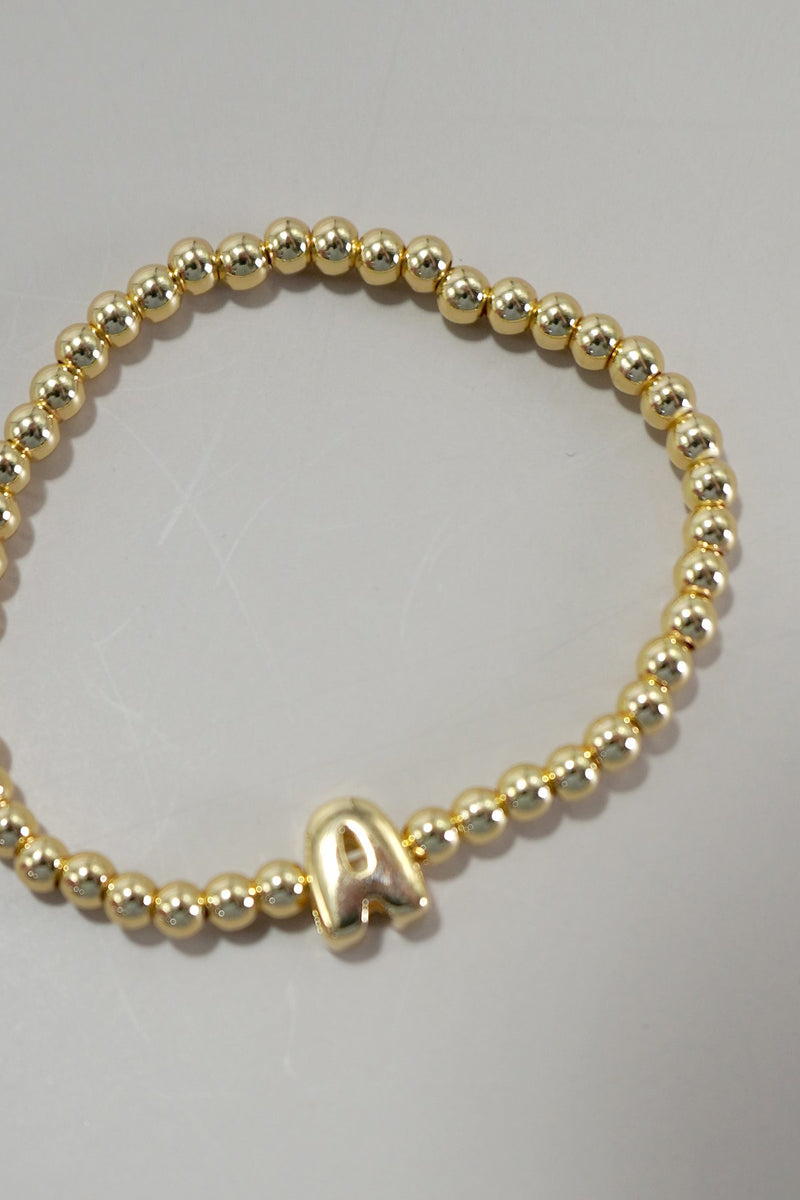 INITIAL MONOGRAM BUBBLE STRETCH BEAD BRACELET